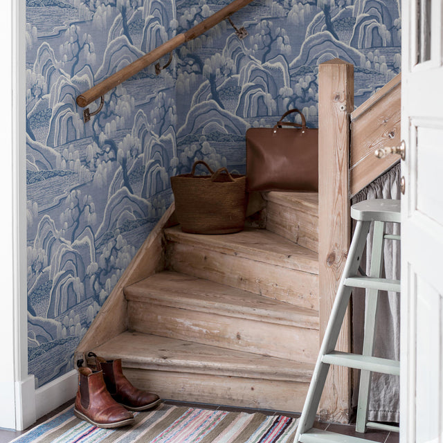Indigo Garden Blue and White by Boråstapeter Scenic Wallpaper – Schumacher 6147