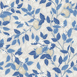 Citrontrad wallpaper in taupe and blue with a hand-painted pattern of lemon trees and butterflies by Boråstapeter for Schumacher