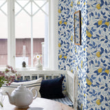 Citronträd Blue and Yellow by Boråstapeter Lemon Tree Wallpaper – Schumacher 6150