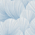 Mirage wallpaper by Boråstapeter for Schumacher in blue and white, featuring abstract fanlike lines.