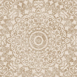 Origin natural-colored wallcovering by Boråstapeter for Schumacher, featuring swirling medallion motifs in an earthy print.