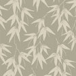 Bamboo Garden sage botanical wallpaper by Boråstapeter for Schumacher, featuring cream bamboo leaves on a sage green background.