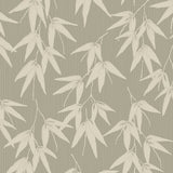 Bamboo Garden sage botanical wallpaper by Boråstapeter for Schumacher, featuring cream bamboo leaves on a sage green background.