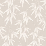 Bamboo Garden wallpaper in Stone Shimmer by Boråstapeter for Schumacher, botanical bamboo leaf pattern in neutral tones