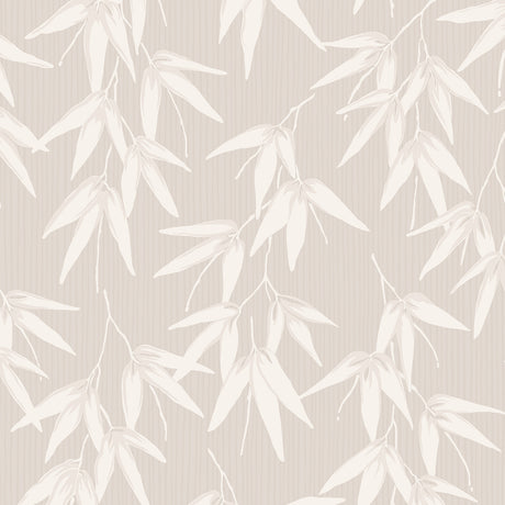 Bamboo Garden wallpaper in Stone Shimmer by Boråstapeter for Schumacher, botanical bamboo leaf pattern in neutral tones