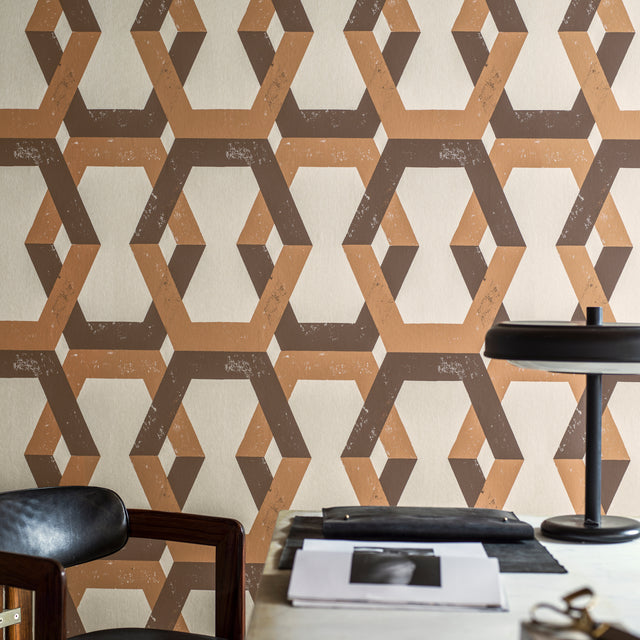 Tribe Brown Geometric Wallpaper by Boråstapeter – Schumacher 6474