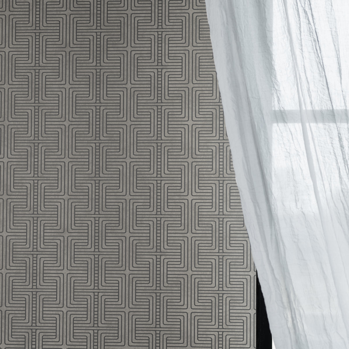 Geo Tribe Pewter by Boråstapeter Geometric Maze Wallpaper – Schumacher 6478