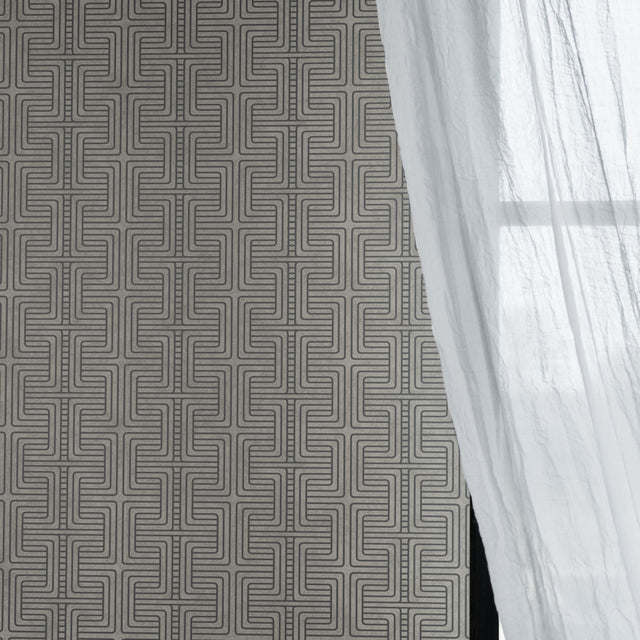 Geo Tribe Pewter by Boråstapeter Geometric Maze Wallpaper – Schumacher 6478