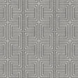Geo Tribe wallpaper in pewter by Boråstapeter for Schumacher, featuring a mazelike geometric pattern in grey tones.