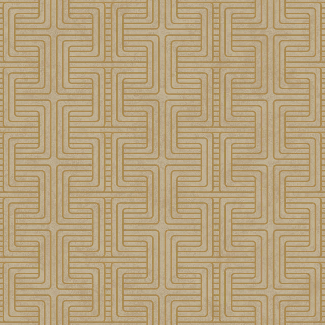 Geo Tribe gold maze-like geometric wallpaper by Boråstapeter for Schumacher