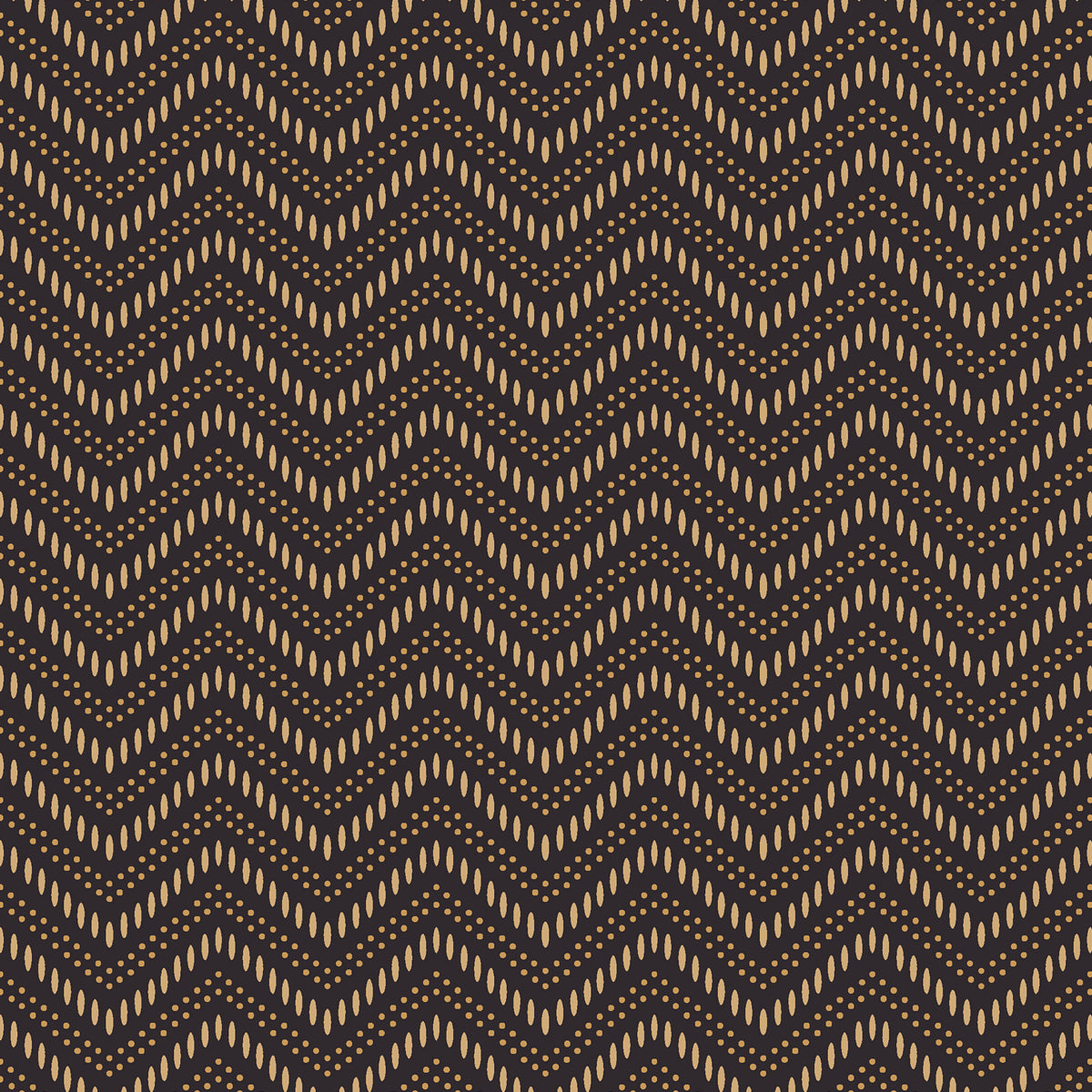 Chevron Dots wallpaper in brown and gold by Boråstapeter for Schumacher, featuring a chic zigzag dot pattern.