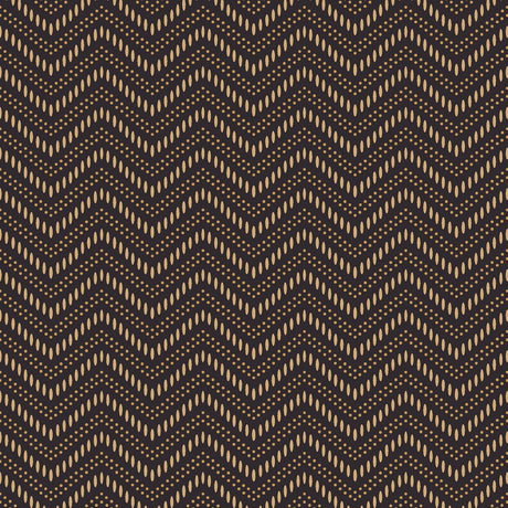 Chevron Dots wallpaper in brown and gold by Boråstapeter for Schumacher, featuring a chic zigzag dot pattern.
