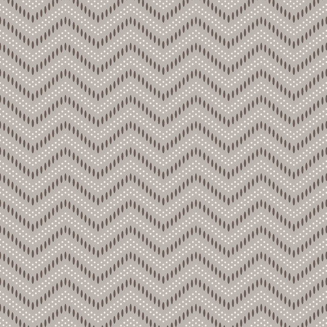 Chevron Dots silver wallpaper by Boråstapeter for Schumacher, featuring wavy zigzag lines and dotted chevron pattern.