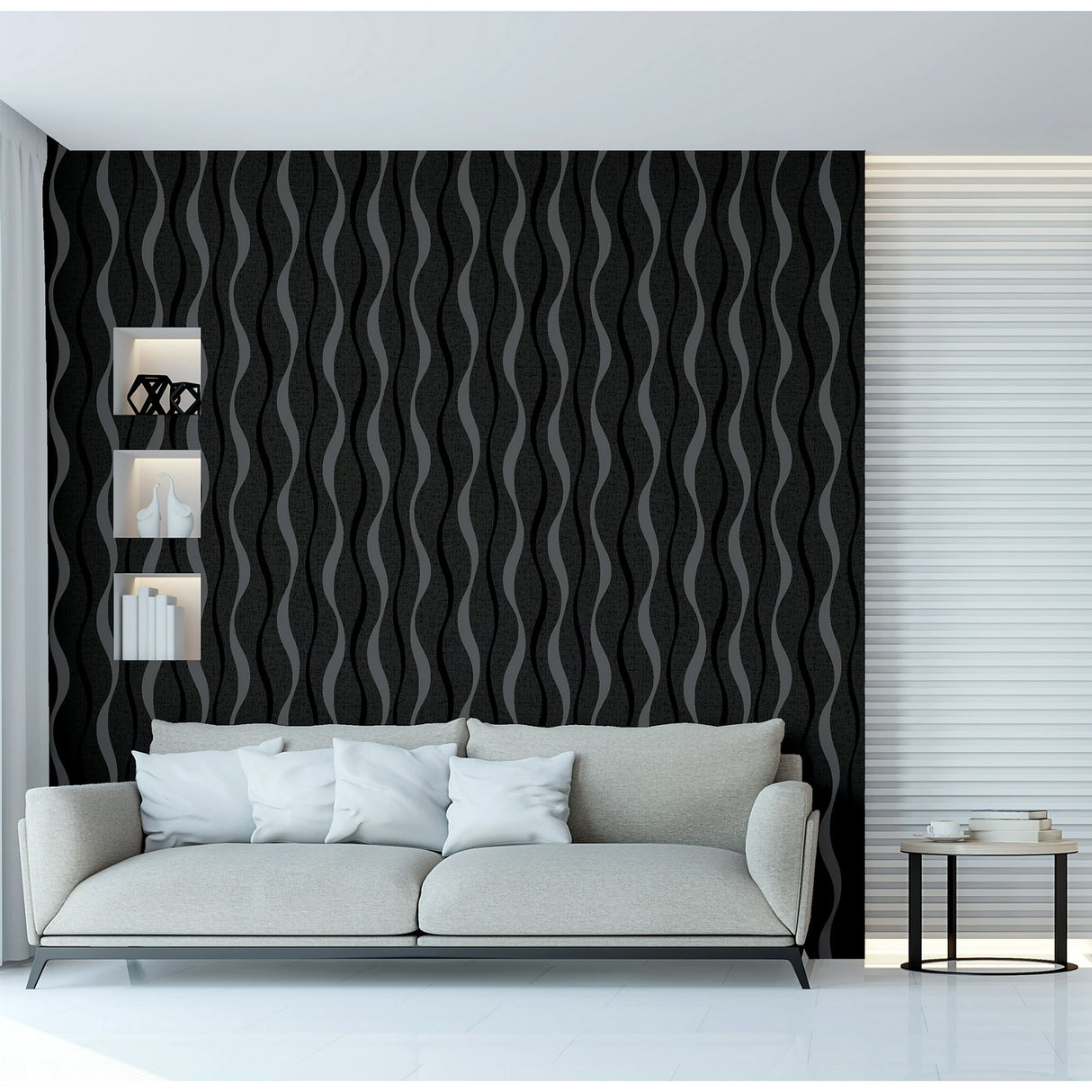 Tazz Black by Arthouse Ribbons Wallpaper – Brewster Home Fashions AH924502