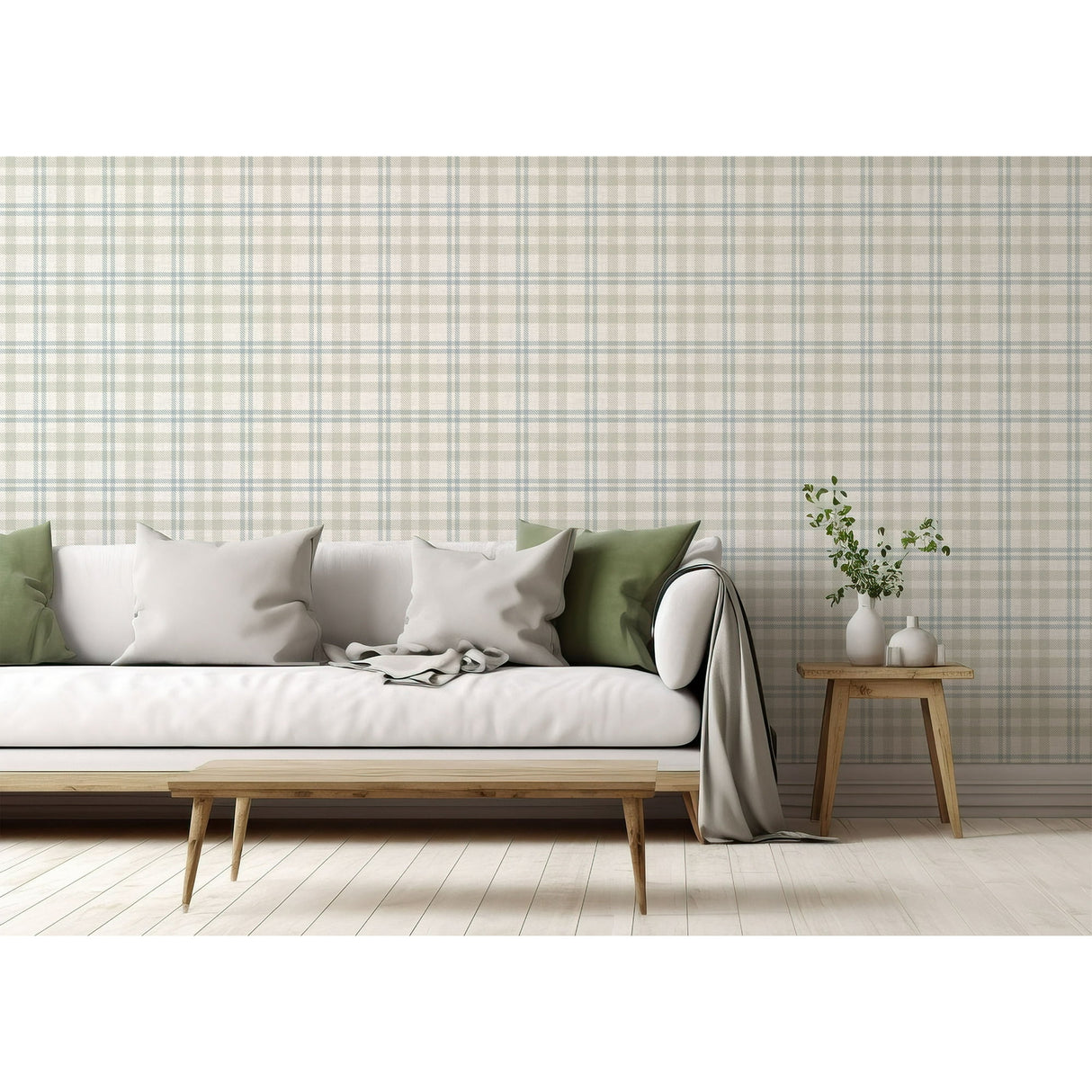 Corrine Neutral by Arthouse Countryside Check Wallpaper – Brewster Home Fashions AH294606
