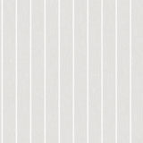 Shirt Stripe grey wallpaper by Boråstapeter for Schumacher, classic vertical stripe pattern, shown in room and close-up.