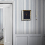 Linen Stripe Blue by Boråstapeter Classic Scandinavian Stripe Wallpaper – Schumacher 6860