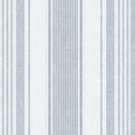 Linen Stripe blue wallpaper by Boråstapeter for Schumacher, classic vertical stripe pattern, Scandinavian style