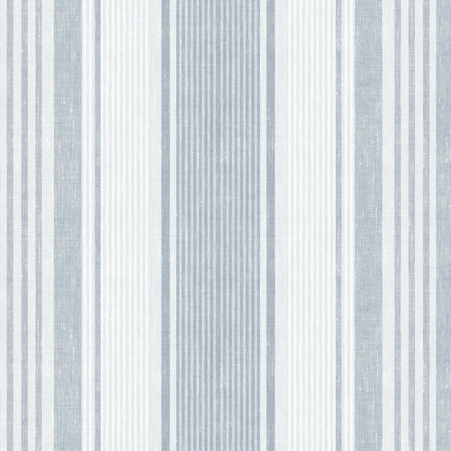 Linen Stripe blue wallpaper by Boråstapeter for Schumacher, classic vertical stripe pattern, Scandinavian style