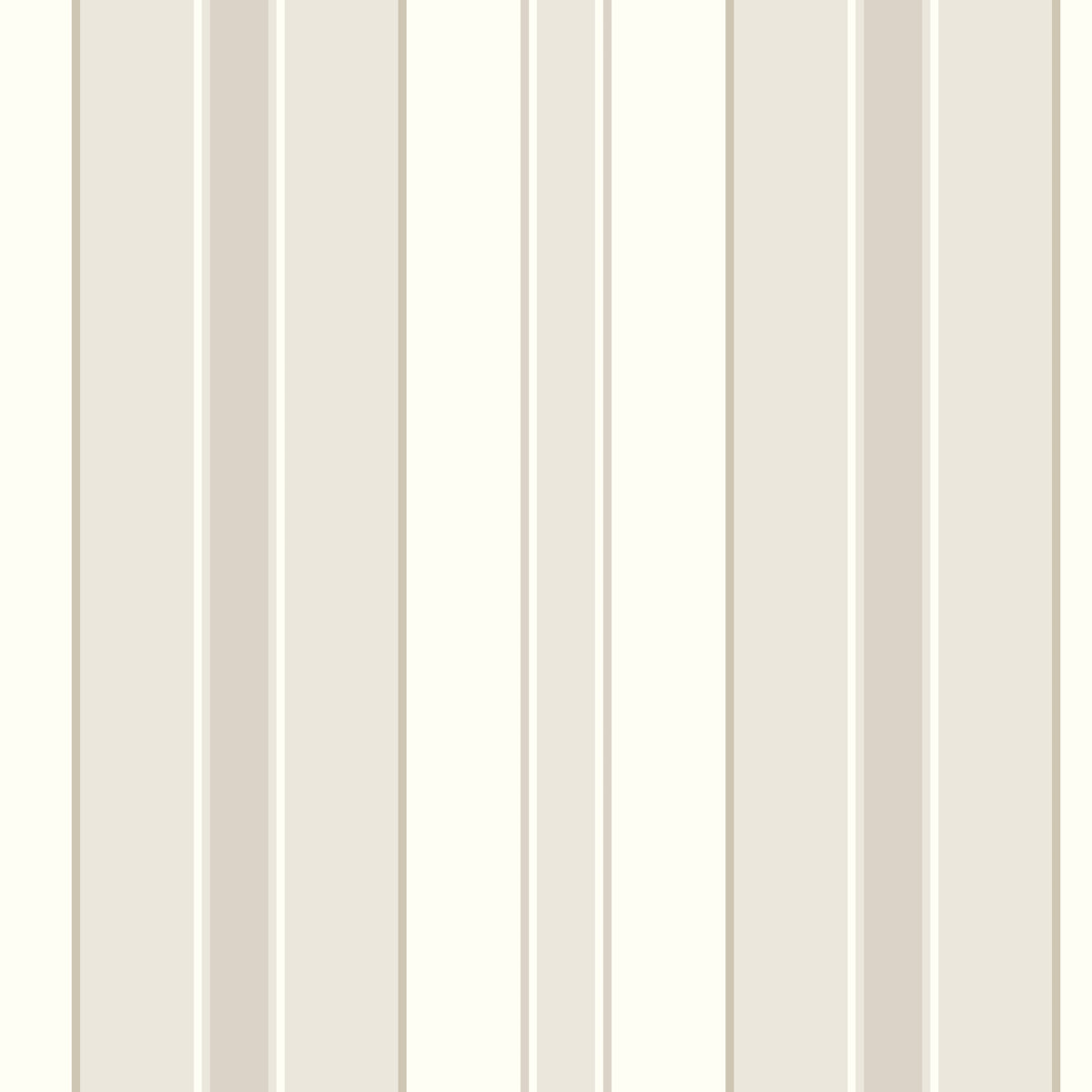 Stockholm Stripe wallpaper in sand and gold by Boråstapeter for Schumacher, shown in a classic Scandinavian interior setting.