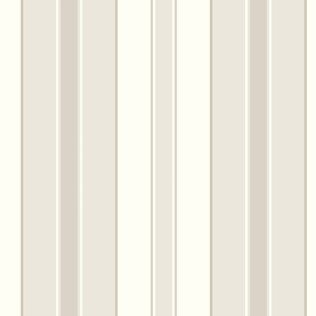 Stockholm Stripe wallpaper in sand and gold by Boråstapeter for Schumacher, shown in a classic Scandinavian interior setting.