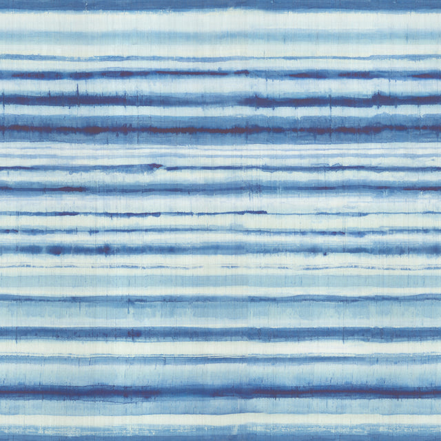 Habotai Stripe indigo wallpaper by Boråstapeter for Schumacher, featuring serene blue horizontal stripes inspired by traditional Japanese silk weaving.