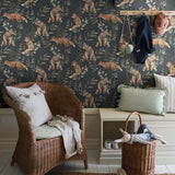 Wild Forest Midnight by Boråstapeter Nordic Forest Animal Wallpaper – Schumacher 6920