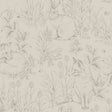 Forest Friends wallpaper in Stone by Boråstapeter for Schumacher, featuring woodland animals and flora in a detailed, airy design.