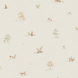 Little Fox wallpaper by Boråstapeter for Schumacher, featuring soft neutral forest vignettes and foxes, perfect for children's rooms.