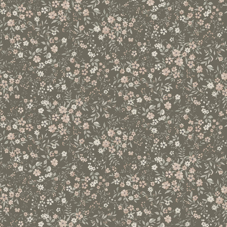 Florence wallpaper in blush and brown by Boråstapeter for Schumacher, featuring a delicate allover floral pattern.
