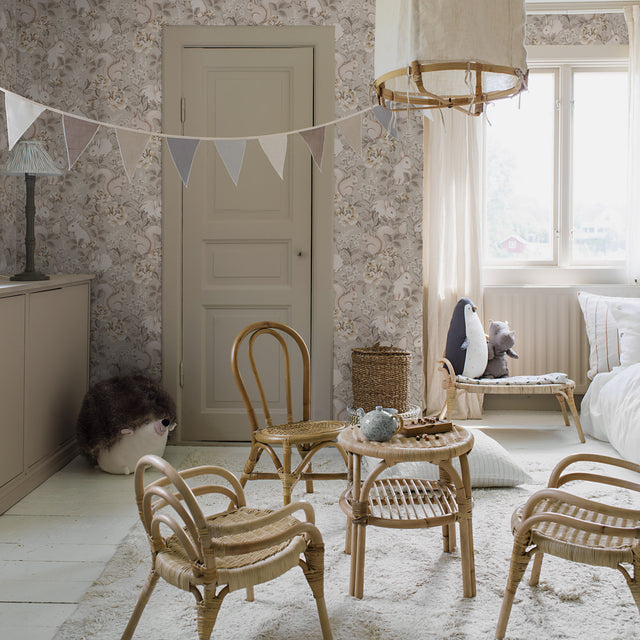 Magic Forest Taupe by Boråstapeter Whimsical Woodland Animal Wallpaper – Schumacher 6933