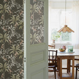 Jungle Friends Pewter Green by Boråstapeter Playful Monkeys Tropical Wallpaper – Schumacher 6935