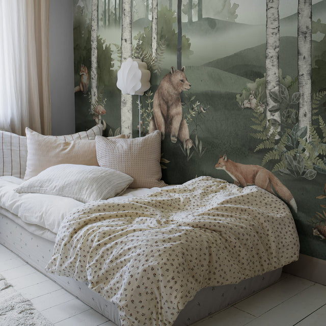 Wild Forest Mural Spruce by Boråstapeter Scenic Nordic Woodland Wallpaper – Schumacher 6943