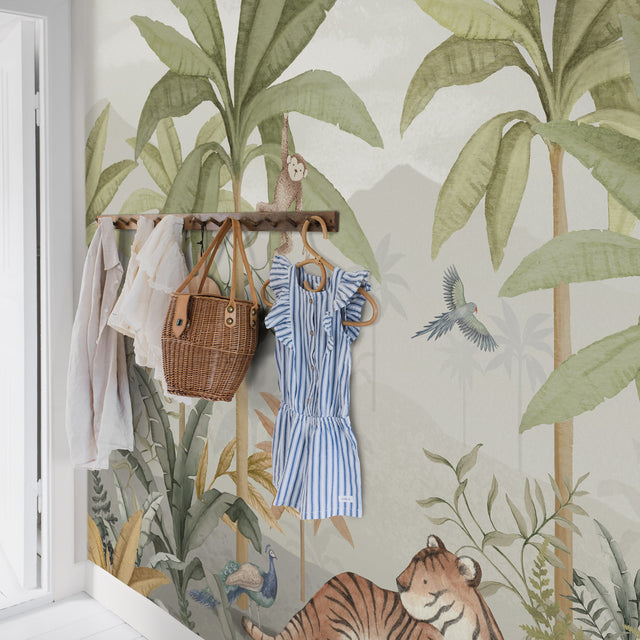 Wild Jungle Mural Multi by Boråstapeter Exotic Tropical Animal Wallpaper – Schumacher 6945