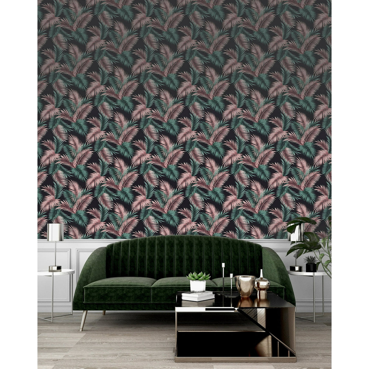 Eliza Sea Green by Arthouse Palm Fronds Wallpaper- Brewster Home Fashions AH908308