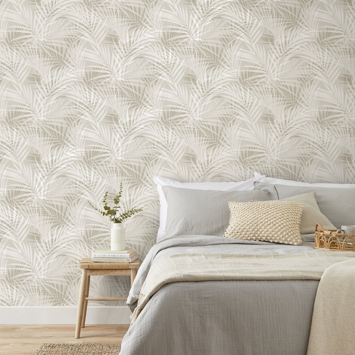 Frida Neutral by Fine Decor Textured Palm Wallpaper – Brewster Home Fashions FD43788