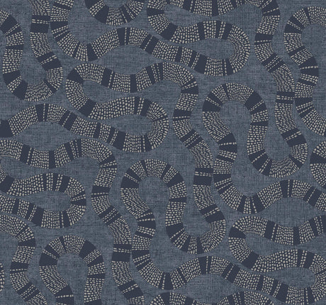 Antonina Vella Ophidia Navy non woven wallpaper pattern detail