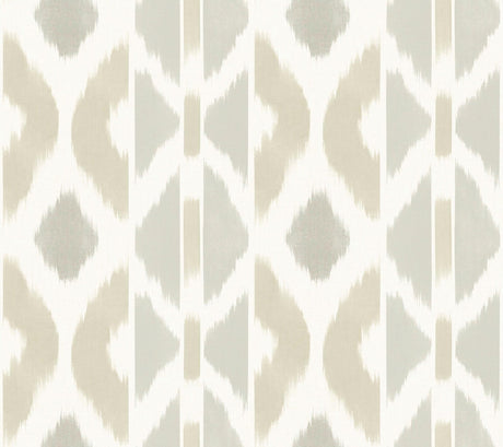 Antonina Vella Patan Beige Ikat Geometric Non Woven Wallpaper AB3093