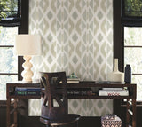 Patan Beige by Antonina Vella Ikat Geometric Non Woven Wallpaper – York Designer Series AB3093