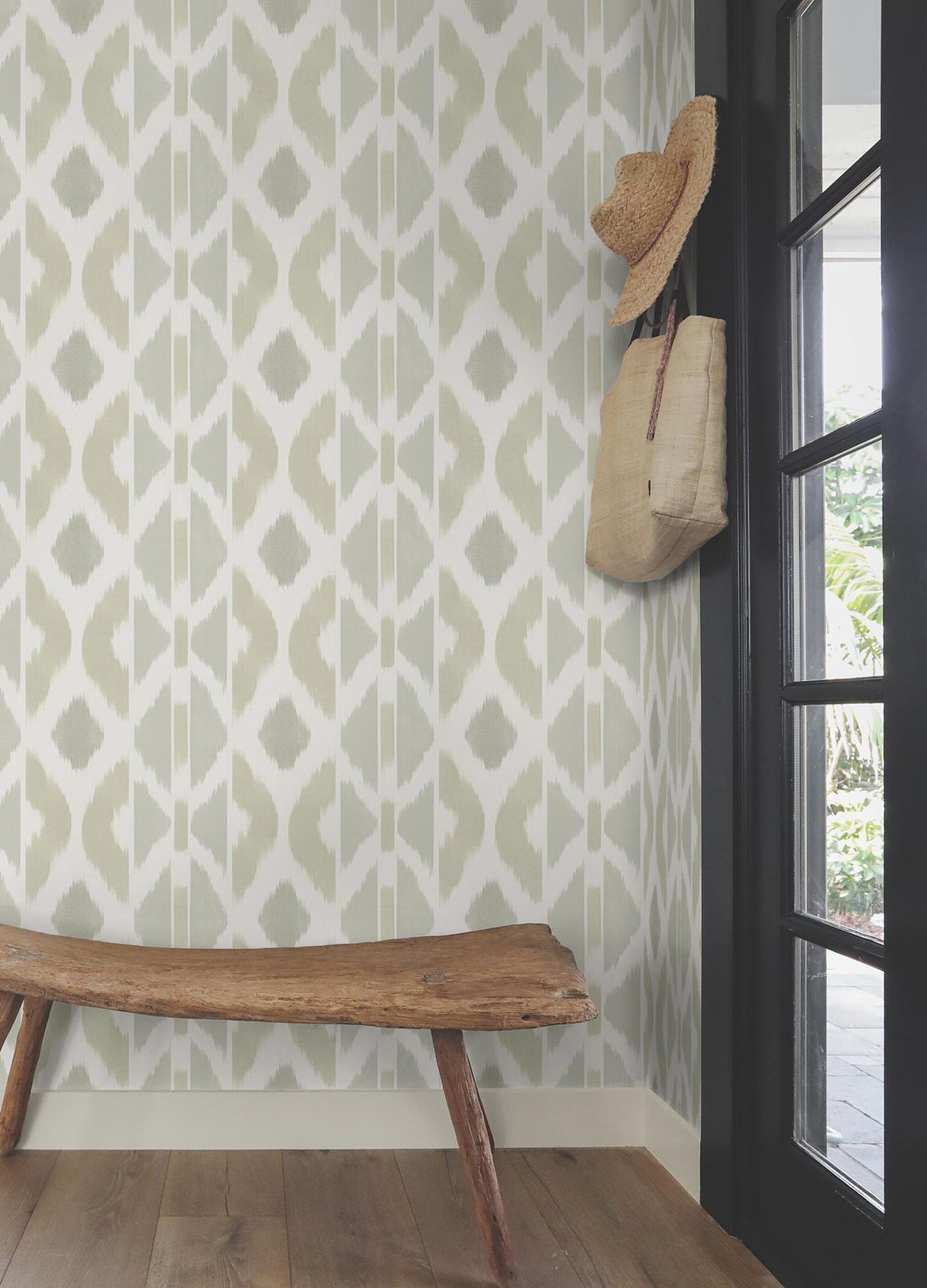 Patan Beige by Antonina Vella Ikat Geometric Non Woven Wallpaper – York Designer Series AB3093