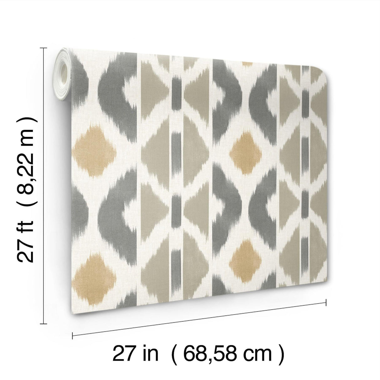 Patan Taupe by Antonina Vella Geometric Ikat Wallpaper – Antonina Vella AB3095