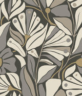 Cabana Club Onyx botanical wallpaper with metallic accents by York Wallcoverings