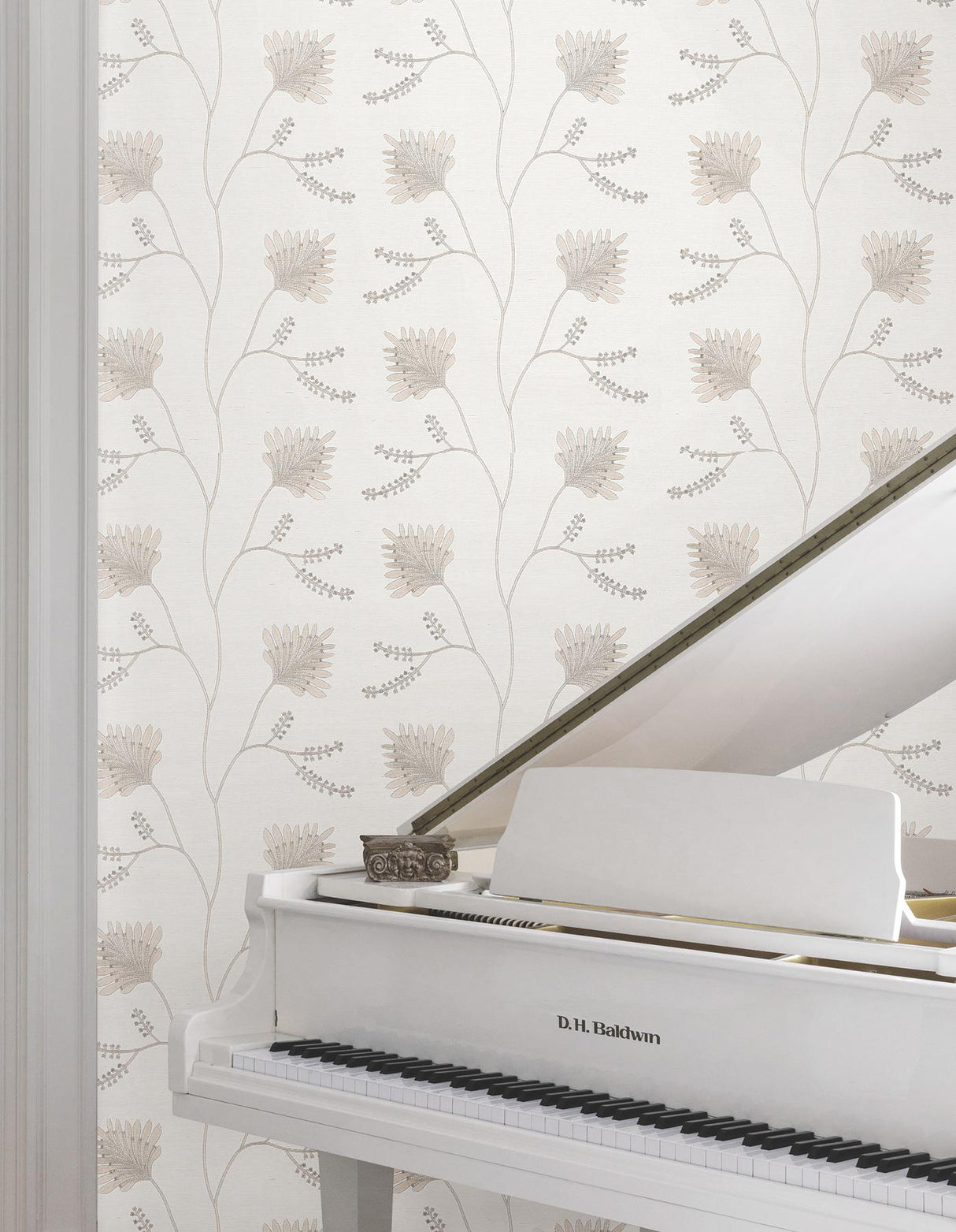 Laelynn Pearl by Ronald Redding Embroidered Sisal Grasscloth Wallpaper- York Designer Series MX9606
