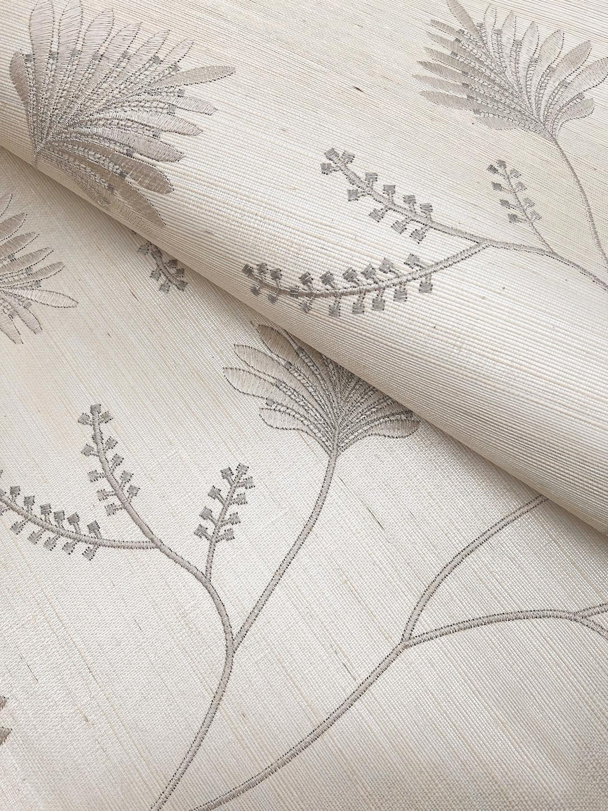 Laelynn Pearl by Ronald Redding Embroidered Sisal Grasscloth Wallpaper- York Designer Series MX9606
