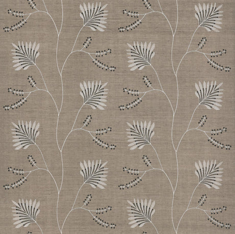 Laelynn Taupe embroidered sisal grasscloth wallpaper by Ronald Redding, 36 in x 24 ft roll.