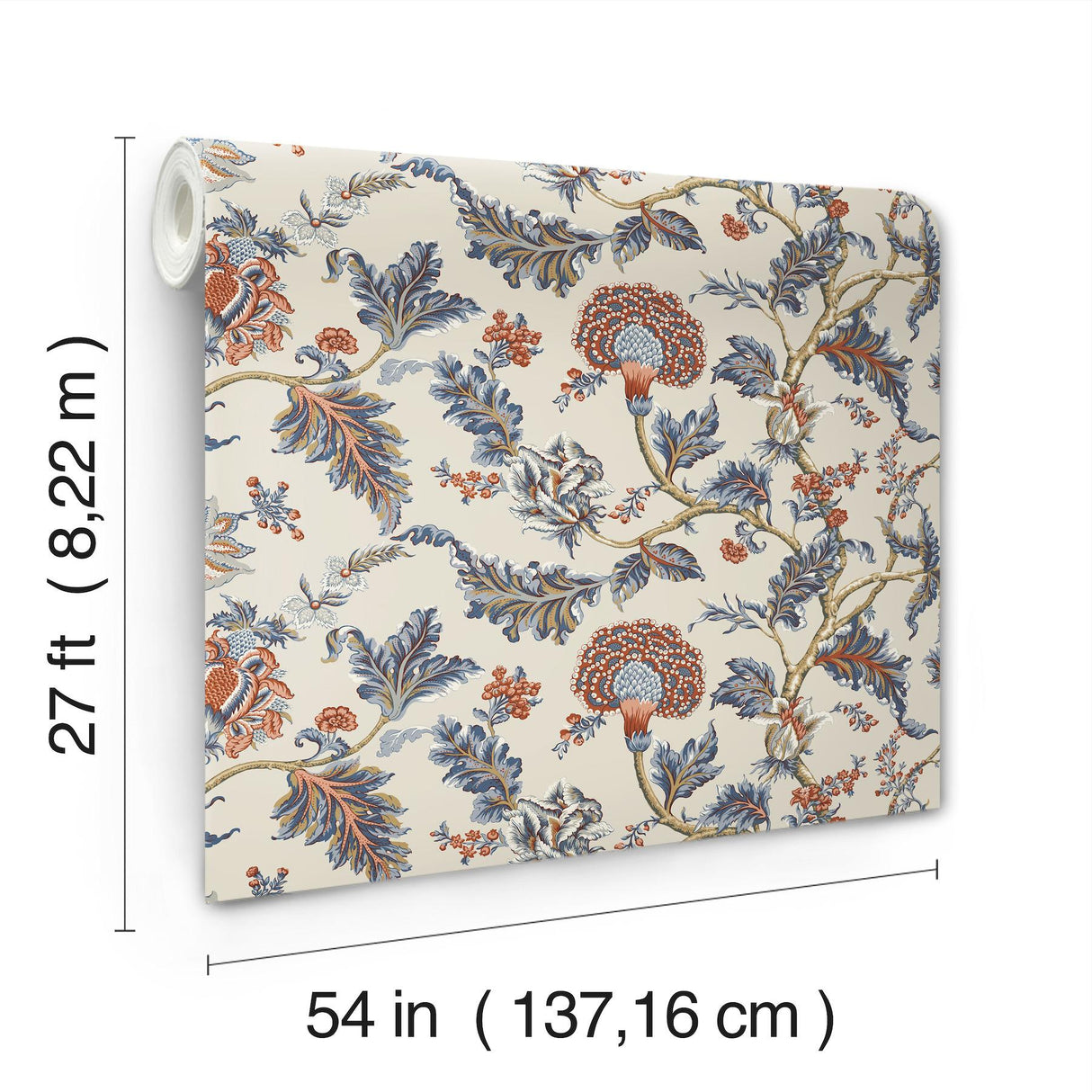 Monroe Navy by Ronald Redding Jacobean Floral Wallpaper- York Designer Series MX9621W