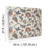 Monroe Navy by Ronald Redding Jacobean Floral Wallpaper- York Designer Series MX9621W