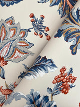 Monroe Navy by Ronald Redding Jacobean Floral Wallpaper- York Designer Series MX9621W