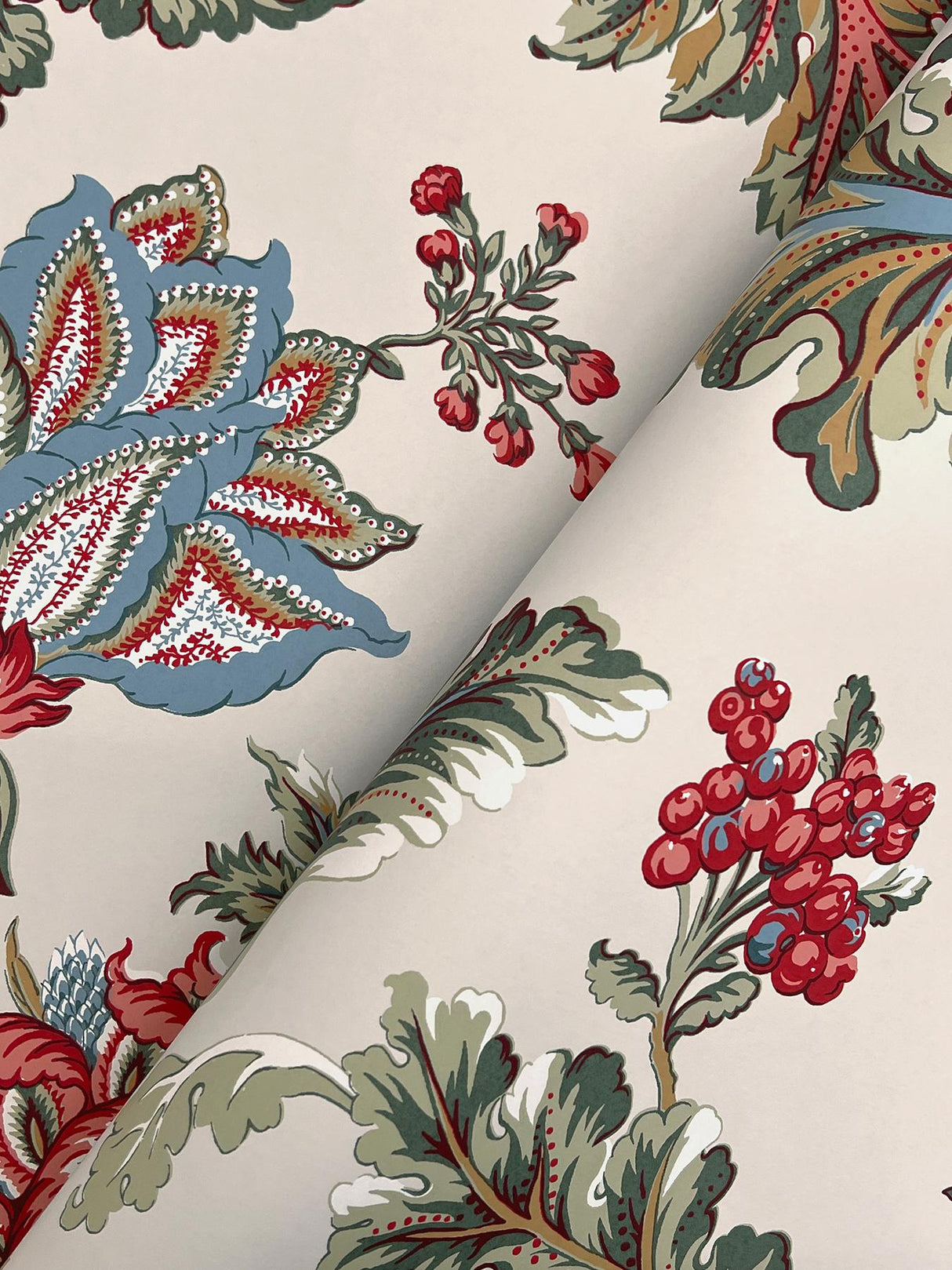 Monroe Cherry by Ronald Redding Traditional Jacobean Floral Wallpaper – York Designer Series MX9623W