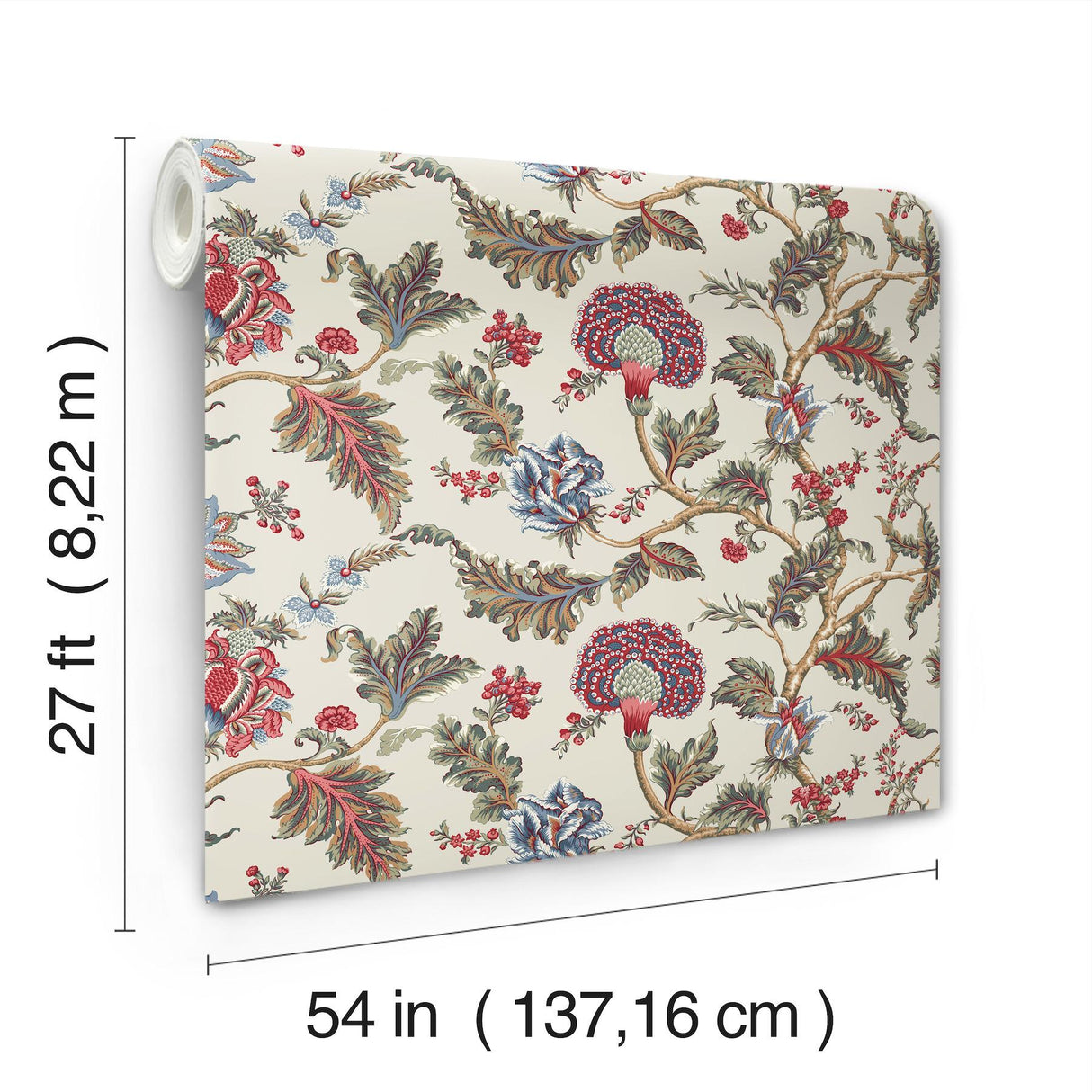 Monroe Cherry by Ronald Redding Traditional Jacobean Floral Wallpaper – York Designer Series MX9623W